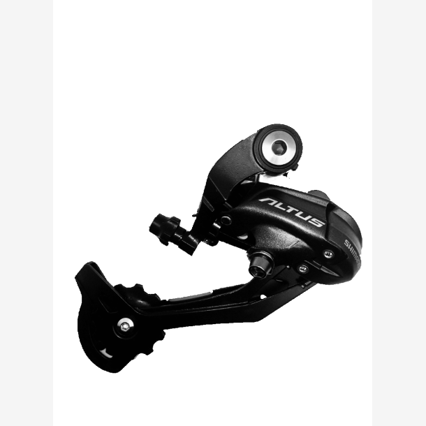 Bagskifter, 9 speed, lang arm, sort, SHIMANO ALTUS