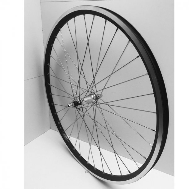 Forhjul, 26" x 1.75 (19-559). Fast aksel, sort flg.