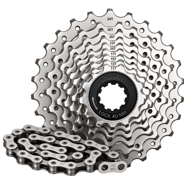  9 speed � 11-34T - SRAM PG-950 kassette + k�de