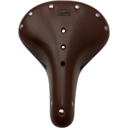 Sadel, Lder, brun, med fjedre