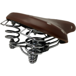 Sadel, Lder, brun, med fjedre