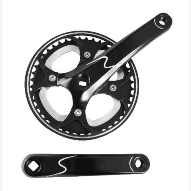 Krankst, 1 klinge, 44T. sort, alu. m/kdebeskytter