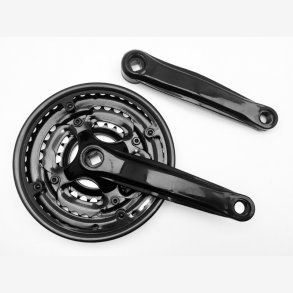 Krankst, 3 klinger, 42/34/24, 170mm. stl/plast, sort, m/kdebeskytter, CFA